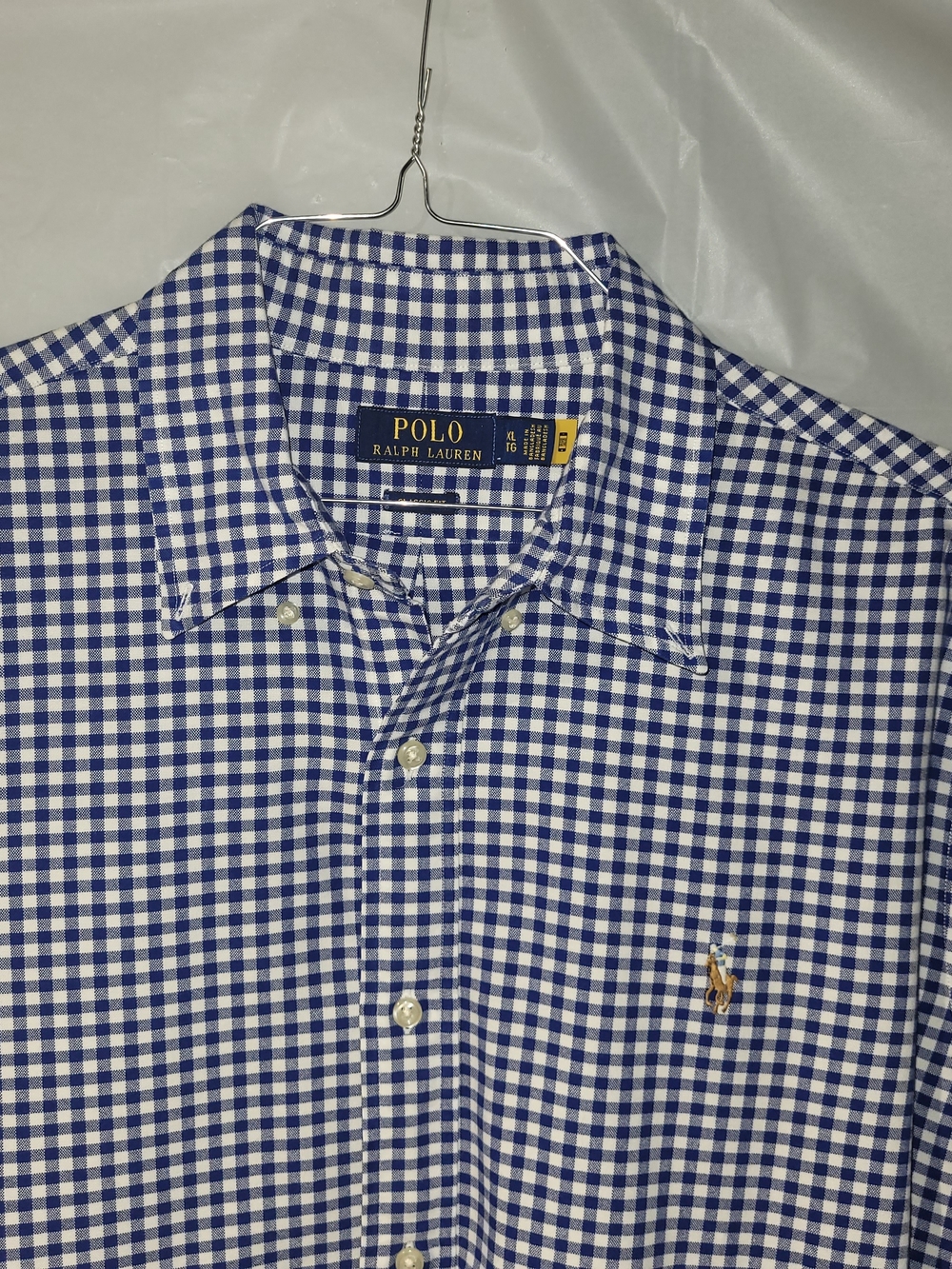 Ralph Lauren Men’s Blue & White Gingham Button-Down Shirt Size XL